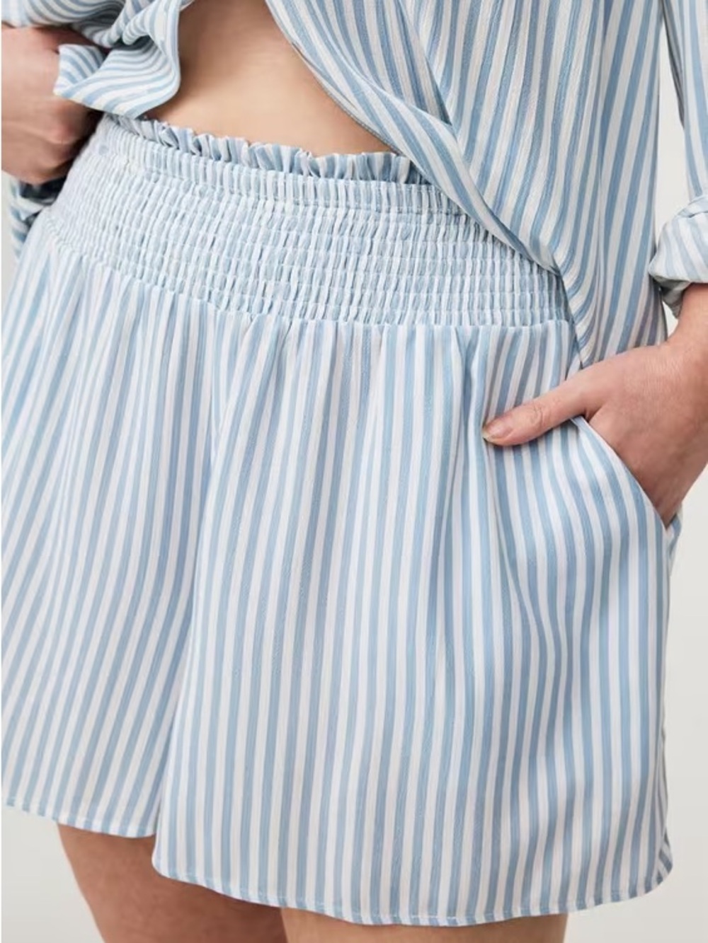 Torrid Blue and White Striped Pull-On High Rise Gauze Shorts, Size 3x